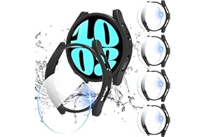 Suoman 4+4 Pack for Samsung Galaxy Watch 6 44mm Case + HD Screen Protector+ All-Round PC Matte Protector Cover Set for Galaxy