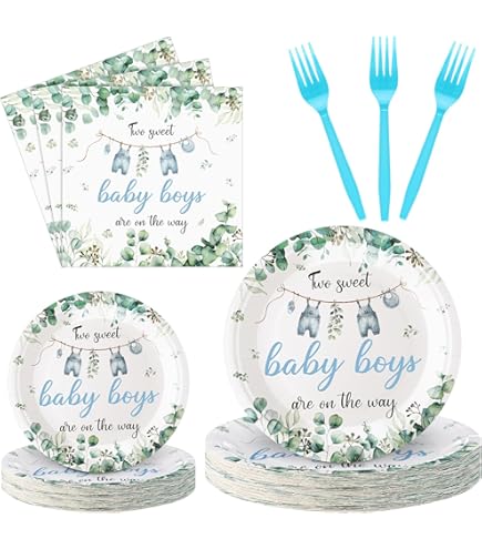 It's Twins Baby Shower Stickers - Pink & Blue Footprint Design, 2 Inch Round, 40 Pack For Favors