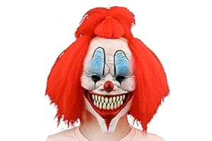 Quligeta Scary Halloween Clown Mask for Adult with Hair Horror Evil Killer Joker Costume Mask