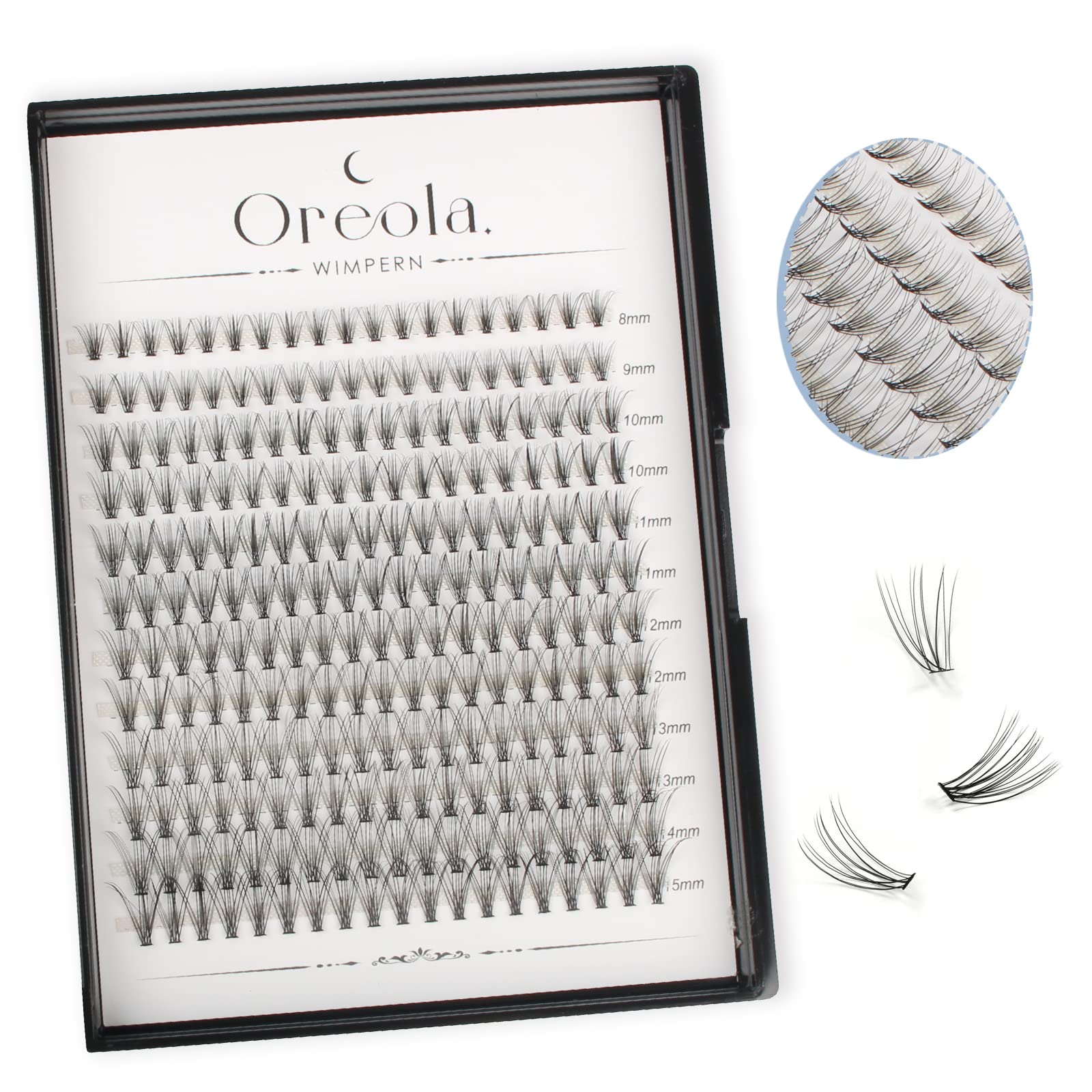 Oreola 20D Individual Lashes Cluster Natural Faux Mink Eyelash Clusters for DIY at Home Volume Individual Lash Extensions 0.07C 8-15mm — image 1