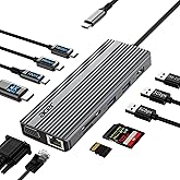 Acer 11 in 1 USB C HUB Multiport Adapter with 4K@60Hz HDMI, 2x10Gbps USB C, 2x5Gbps USB A, 100W PD Port, 1000Mbps Ethernet, 1080P VGA, SD/TF, Laptop Docking Station Dual Monitor for PC, Desktop