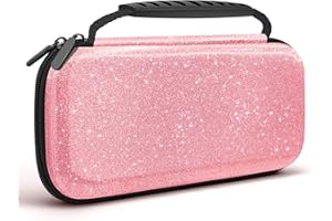 homicozy Glitter Carrying Case for Nintendo Switch & Switch OLED Console, Pink Hard Travel Case Shell Pouch for Nintendo Switch Console & Accessories