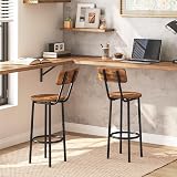 HOOBRO Bar Stools Set of 2 with Backs Rustic Brown EBF32BY01G1 view 6