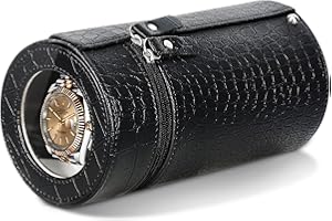 Uthlusty Watch Winder for Automatic Watches, Battery Adapter Operated Single Watch Holder Travel Box Silent Motor Rotating Modes 2 Pillows Acrylic Window for Men Women Mechanical Watch Winding Case