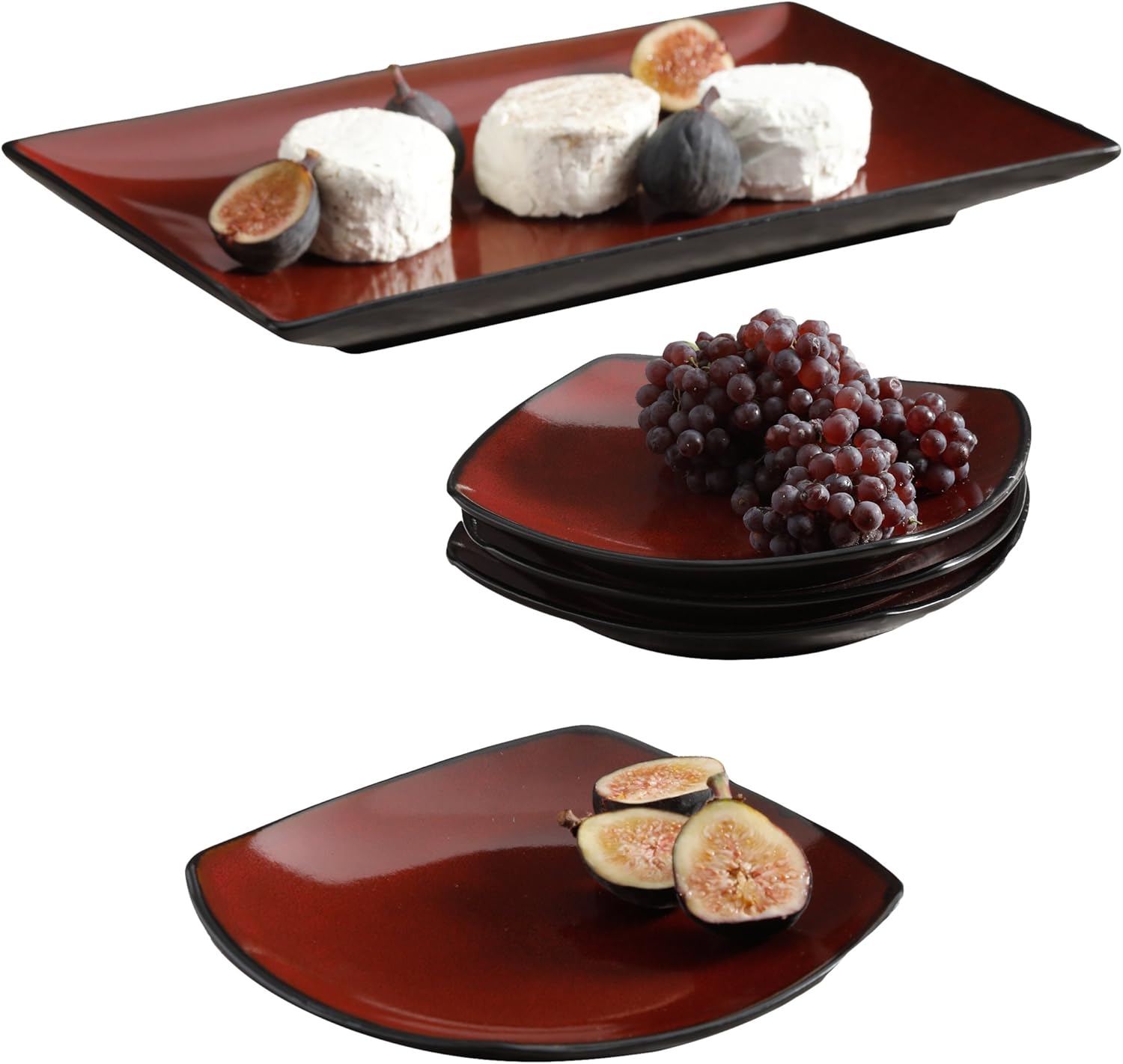 Gibson Soho Lounge Dinnerware set, 5 Piece Serving, Red