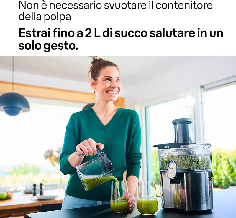 MultiJuice 7 SJ7000 Estrattore Succo Centrifugo, Tecn ColdXtract, Tubo di Riempimento da 75 mm, Contenitore 2L, Sistema Antigoccia e di Sicurezza Quadruplo, Filtro Acciaio Inox, 1000 W, Grigio