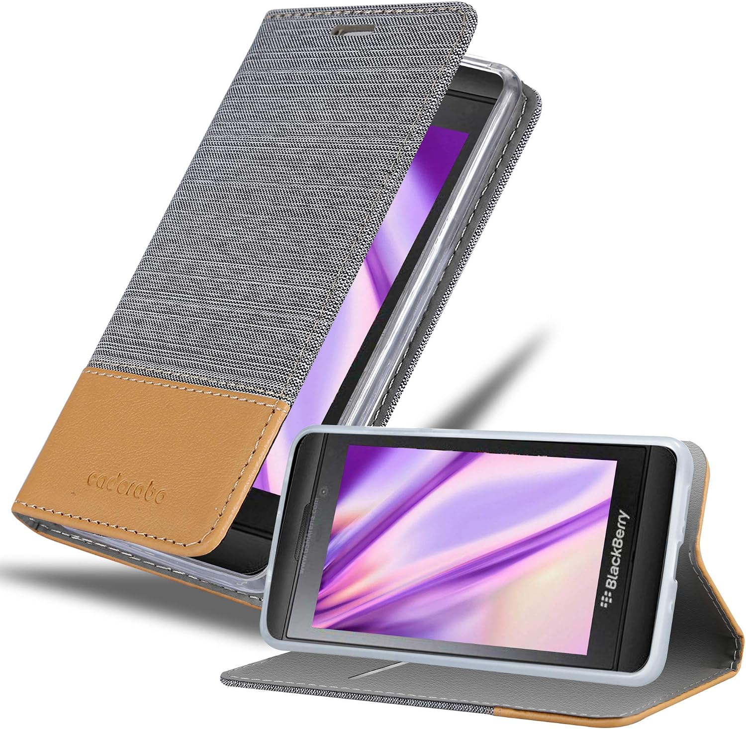 Cadorabo Book Case works with Blackberry Z10 in LIGHT GREY BROWN - with Magnetic Closure, Stand Function and Card Slot - Wallet Etui Cover Pouch PU Leather Flip