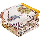 KMBFWU Summer Throw Blanket for Bed, 60"x80" Boho Throw Blankets 100% Cotton Quilts Farmhouse Decoration Warm Soft Blanket Muslin Bed Blankets for Couch Chair