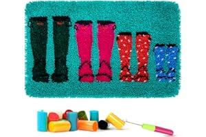 clubevy Tapestry Kits Latch Hook Rug Kits Carpet Embroidery Needlework Button Package DIY Rugs Cross Stitch Kit, Rain Shoes