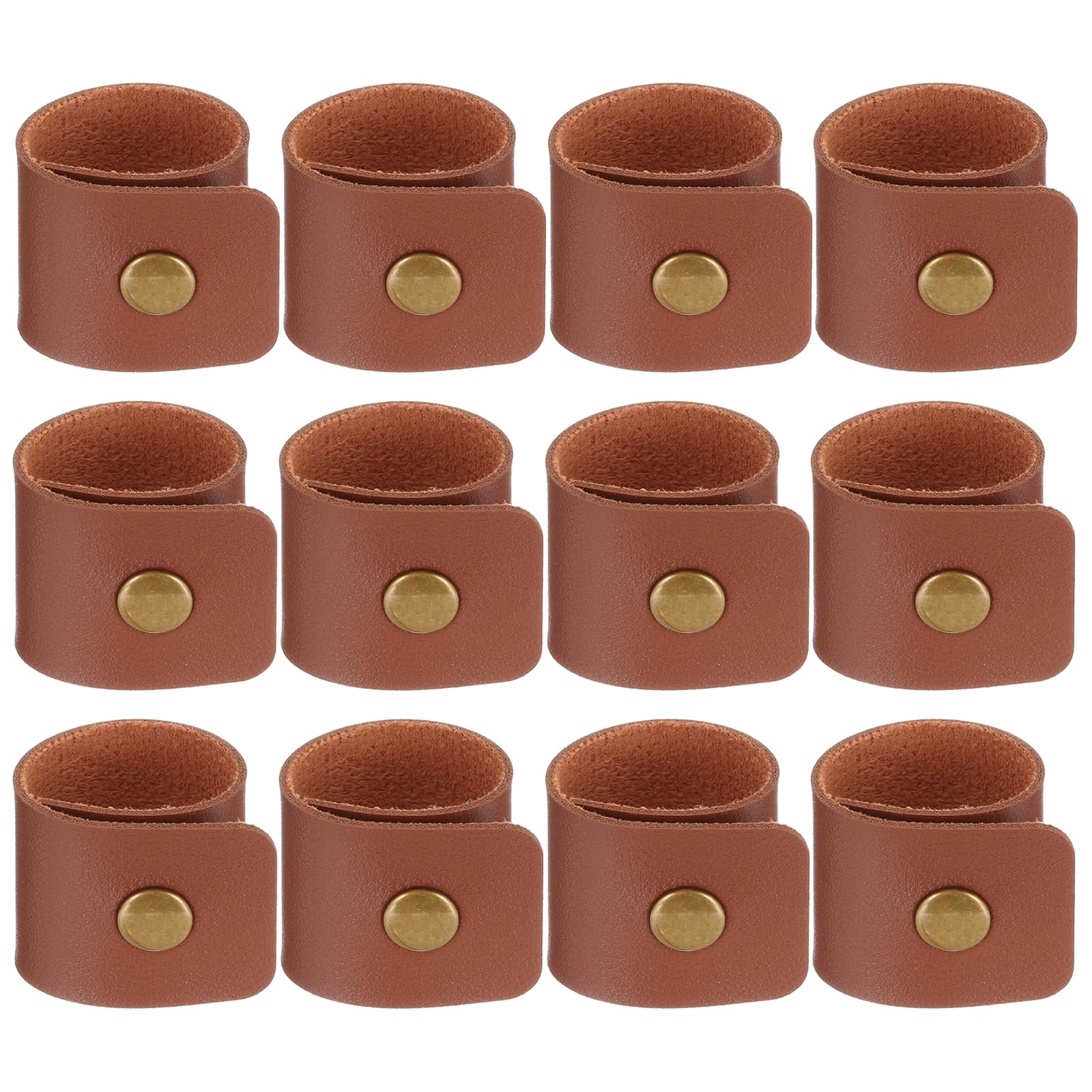PATIKIL Napkin Rings, 12 Pcs Leather Napkin Rings Rustic Holder for Table Decor Thanksgiving Farmhouse Wedding Fall Banquets Dinner Party Ornaments Classic, Brown