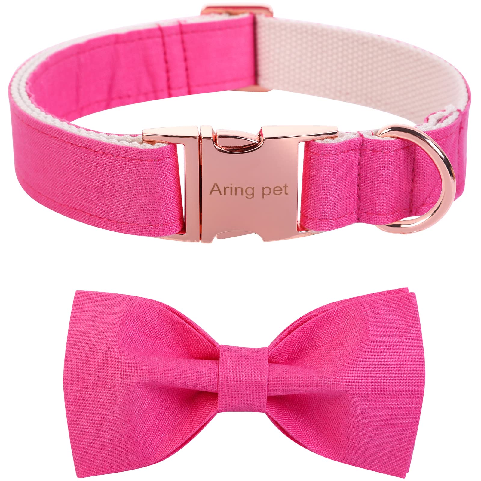 ARING PET Dog Collars, Cute Solid Color Dog Collar with Bow, Adjustable Cotton Bowtie Dog Collar with Metal Buckle for Small Medium Large Boy and Girl Dogs — image 1