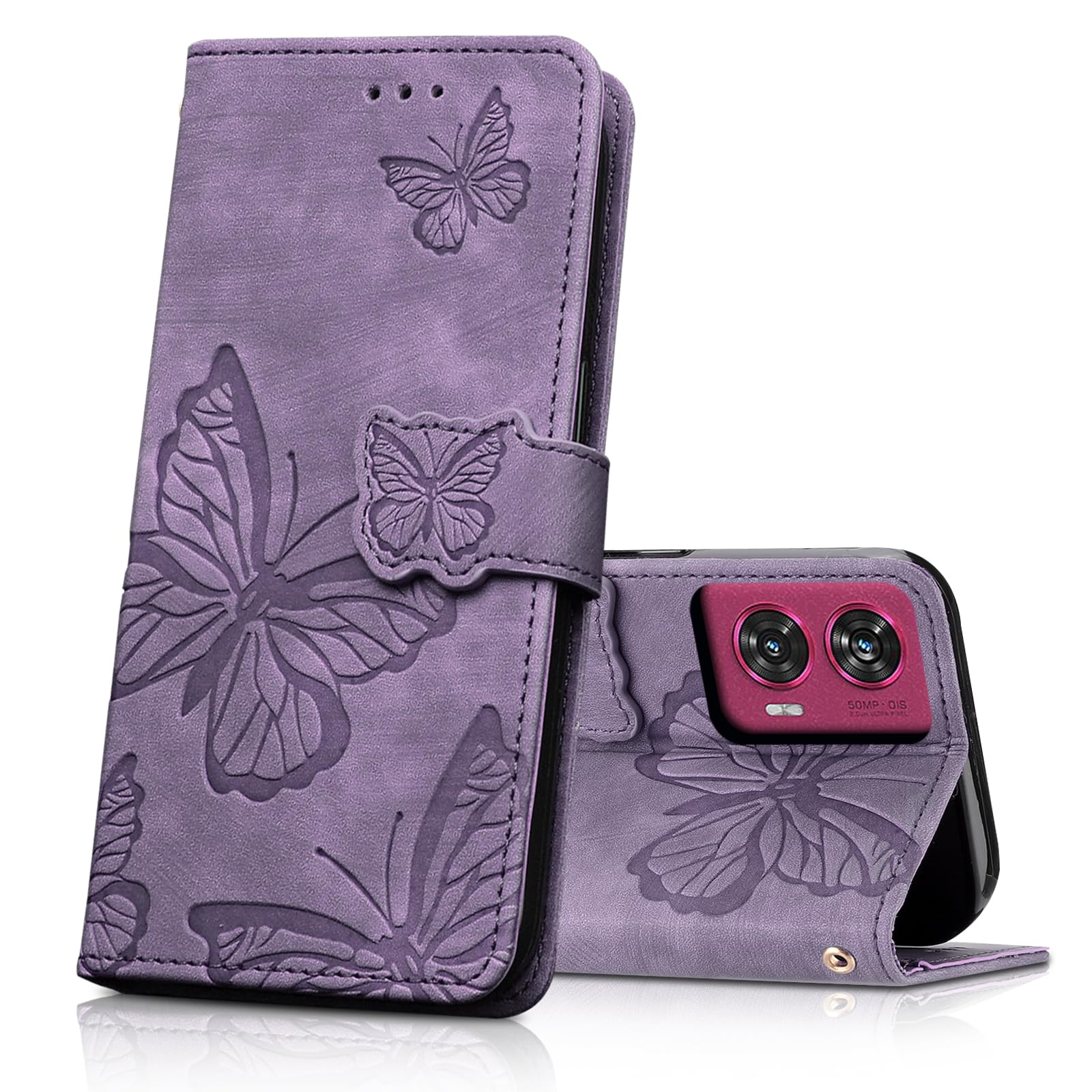 CXTcase for Motorola Edge 50 Fusion Case, Premium Leather Folio Flip Stand View Cover, Full Protection Magnetic Closure Case Compatible with Motorola Edge 50 Fusion Phone Cover, Purple