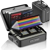 ENGPOW Fireproof Document Box with Lock &amp; 13 Pockets Accordion File Folder | Hard Case File Organizer Home Safe Box with Multi Pockets,Protects Important Documents,Certificates,Laptop,Passports,Black