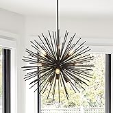 Salaiwei 23.6" 9-Light Black Sputnik Chandelier Modern Industrial Adjustable Firework Globe Ceiling Fixture for Living Room, 