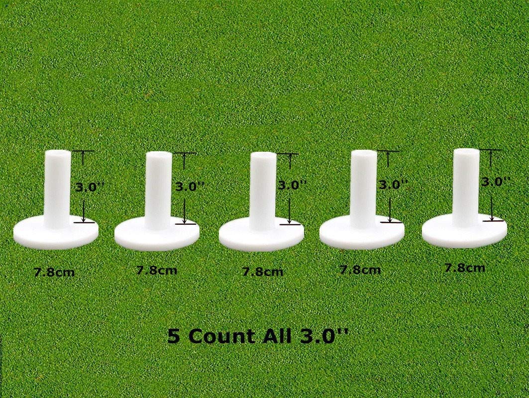 FINGER TEN Golf Rubber Tees for Driving Range Mats Value 5 Pack, Durable for Practice Mat Top Holder Indoor Outdoor (White, 5 Pack All 3.0'')