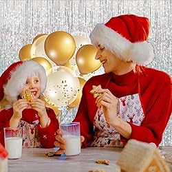 2 Pack 3.2 ft x 9.8 ft bling Silvery Tinsel Curtain