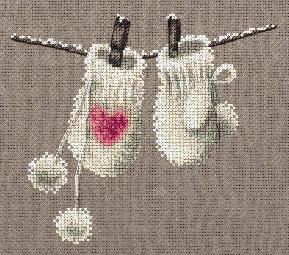PANNA Cross Stitch Kit, Fabric, Mittens, Aida