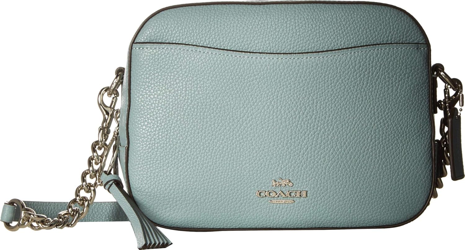 coach camera bag in polished pebble leather