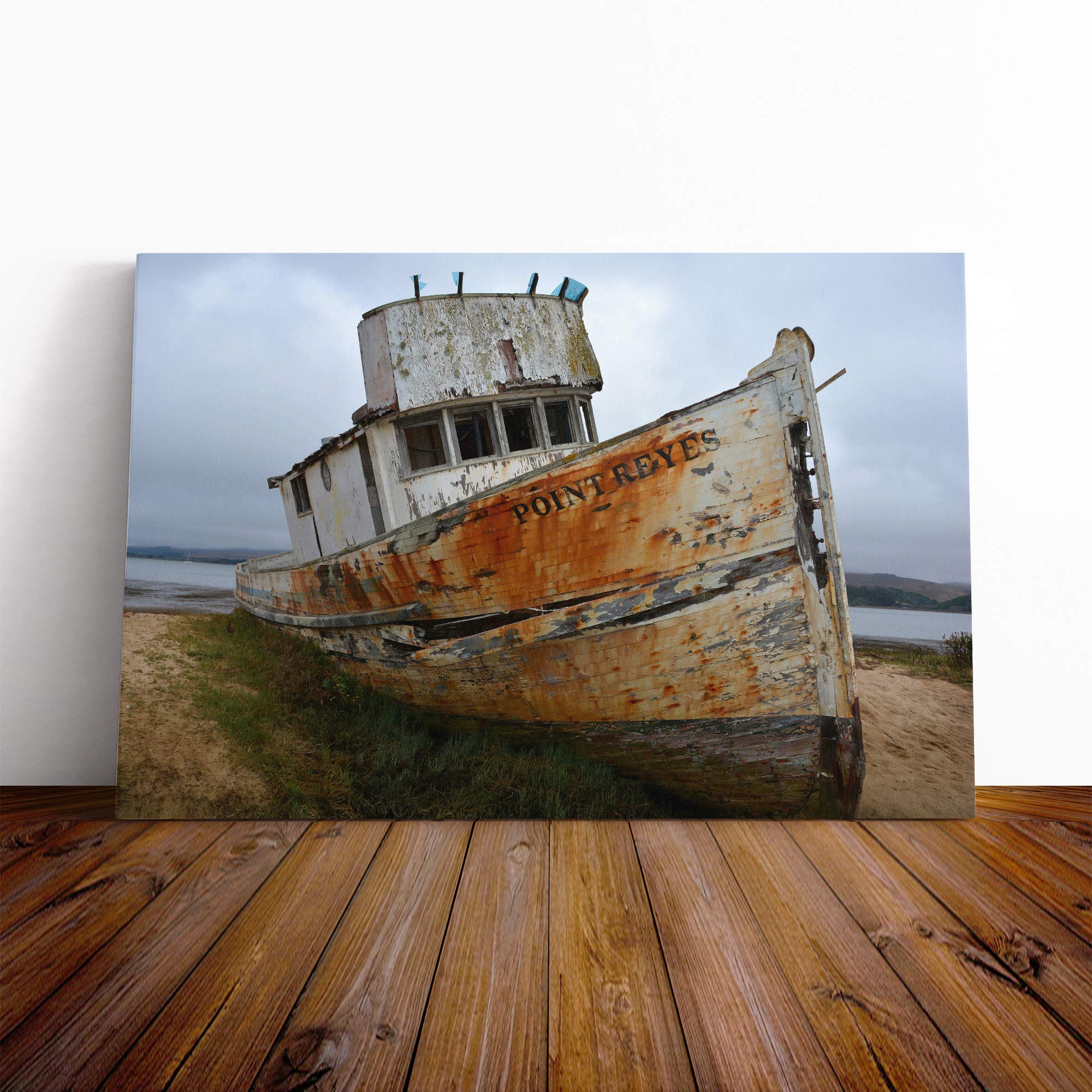 Ship Wreck on Beach (2) Canvas Print | Gallery Wrapped 30mm Frame Wall Art | 20x14 inches | Ready to Hang | Modern Seascape Picture | Living Room Bedroom Lounge Office