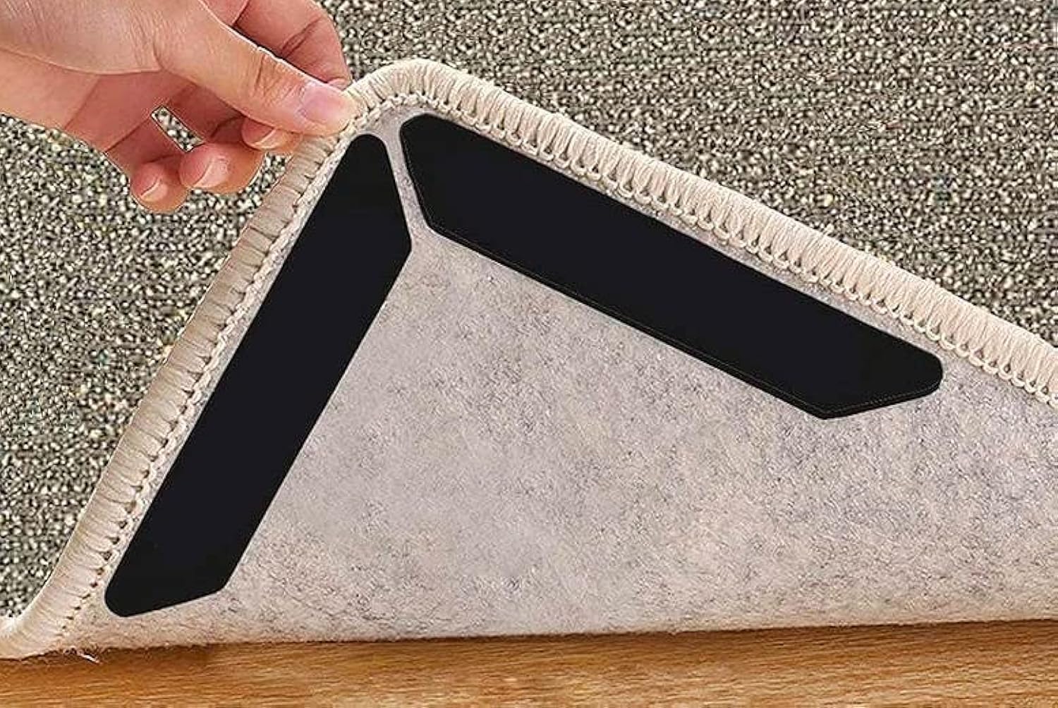 Lifeswonderful Pack of 8 - Non Slip Anti-Curl Carpet Rug Gripper Strip Pads - Prevent Rugs from Slipping or Moving on Hard Floors