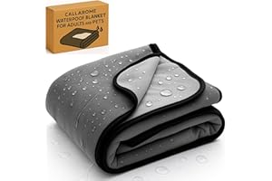 CALLAROME Waterproof Blanket for Bed or Couch – Soft and Leakproof Waterproof Throw Blanket, Water Proof & Stain Resistant Easy to Clean Throw Blanket Cover for Adults or Pets, Reversible Grey 80”x90”