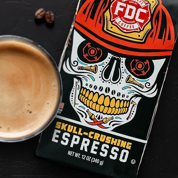 FIRE DEPARTMENT COFFEE – GIVES BACK TO FIREFIGHTERS – FULL-BODIED & BOLD SKULL CRUSHING ESPRESSO GROUND COFFEE – ROASTED IN THE USA – VETERAN OWNED – 12 OZ