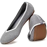 Frank Mully Women's Ballet Flats Round Toe Walking Flats Slip On Work Shoes Knitted Flats Shoes for Woman Soft Lightweight