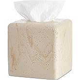 Natural Travertine Tissue Box Cover – Modern Resin Cube Holder for Bathroom, Bedroom, Office – Decorative Square Tissue Box f