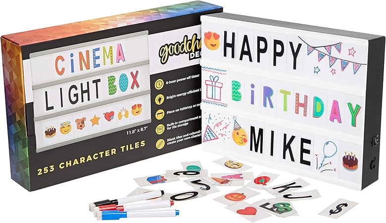 Cine Lightbox con personajes de la 130 y Emojis, caja de almacenamiento y 8 horas de