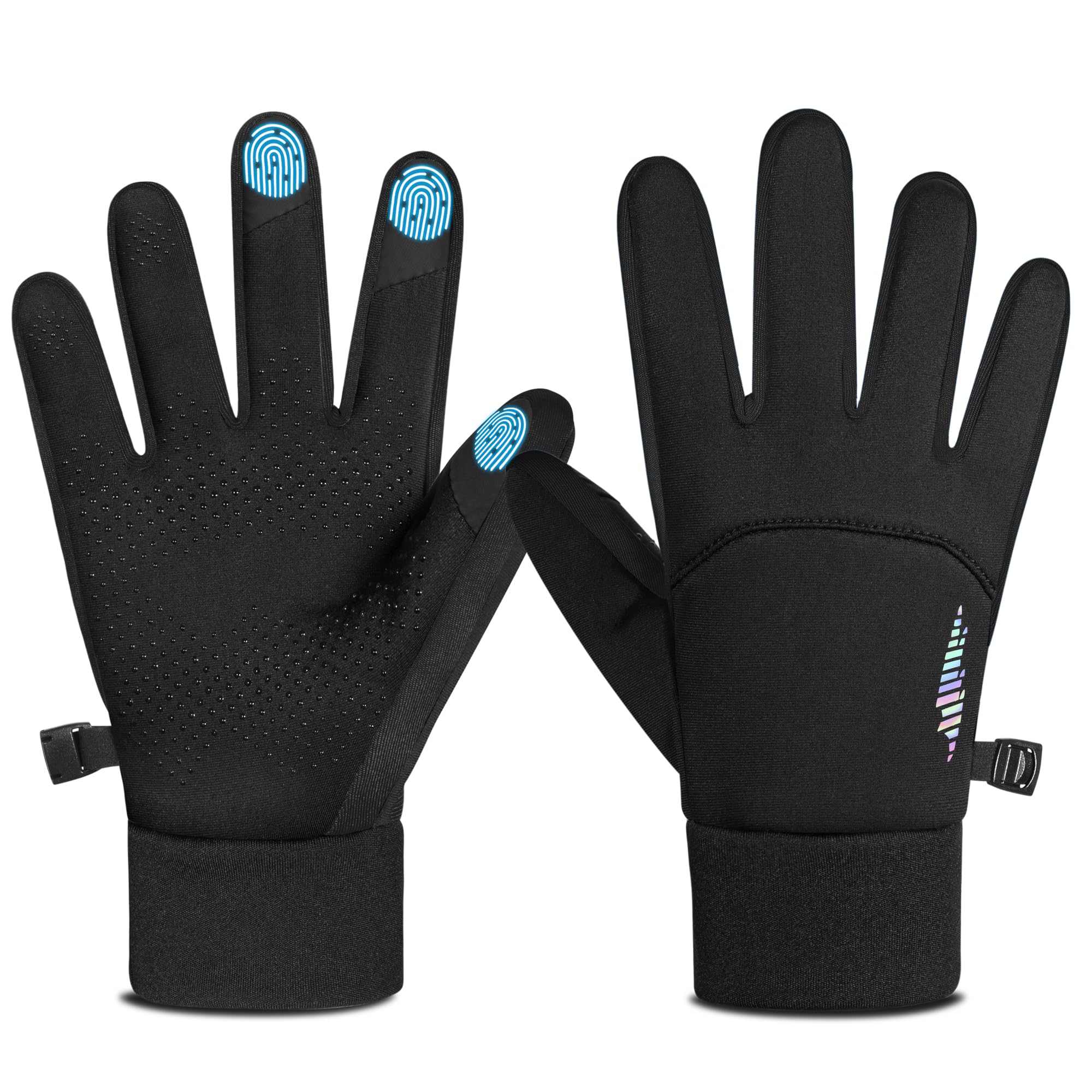 Photo 1 of rivmount Kids Warm Winter Gloves Touchscreen Water-Resistant Cycling Running Skiing in Outdoor Cold Weather for Boy Girl Black XL