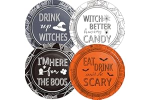 WIOOFFEN Halloween Party Paper Plates Supplies 7" Disposable Witch Party Dessert Plates Tableware Set Decorations for Birthday Funny Halloween Spooky Party Get-Together