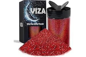 Viza Holographic Ultra Fine Glitter Powder, 7.8oz/ 220g Wine Red Craft Resin Glitter, 1/128" Metallic Nail Sequins Flakes for Epoxy Resin Tumbler, Nail Art, Slime, Body Face, Festival DIY Decor