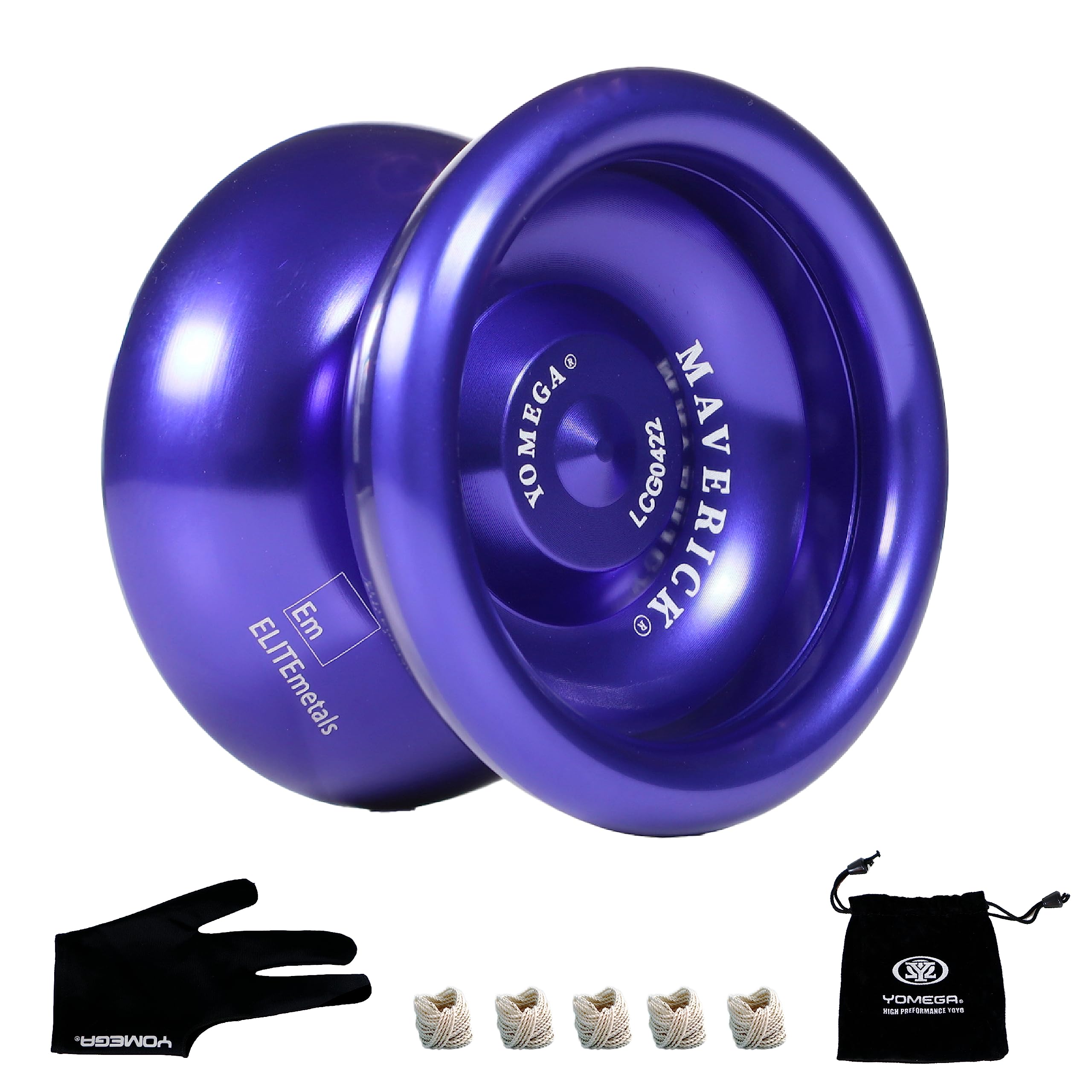 Yomega Maverick - Professional Aluminum Metal Yoyo for Kids and Beginners with C Size Ball Bearing for Advanced yo yo Tricks and Responsive Return + Extra 2 Strings & 3 Month Warranty (purple)