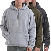 Taiyin 3 Pack Men's Lightweight Fleece Pullover Hoodie Long Sleeve Sweatshirt with Pockets for Men