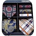 HISDERN Mens Ties Set Collection Tie and Pocket Square Lot 3 Pcs Formal Business Neckties present Box Wedding Necktie