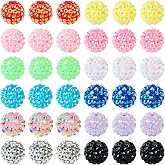 Cheriswelry 72pcs 16mm Rhinestone Beads Round Crystal Bubblegum Beads Rainbow Chunky Ball Beads Colorful Loose Spacer Beads for DIY Craft Bracelet Earring Necklace Jewelry Making