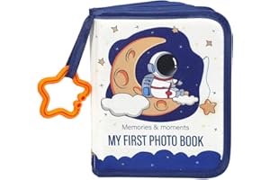 MEWISE Baby's First Photo Book, First Year Baby Memory Book,Personalized Fabric Photo Album,Family Photo Album,My First Baby Photo Album 4x6 (Astronaut)