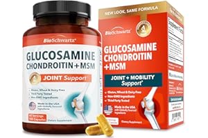 BIOSCHWARTZ Glucosamine Chondroitin MSM Joint Support Supplement - Collagen Peptides, Turmeric and Ginger, Hyaluronic Acid, Glucosamine Chondroitin Sulfate for Joint Comfort - Gluten Free, Non GMO, 180 Capsules