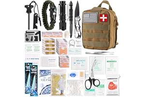 DLMD Survival First Aid Kit, Molle Medical Pouch 288PCS Outdoor Emergency Survival Gear and Equipment for Hiking Camping Hunting Car Boat Home Travel and Adventures, Gift for Him Men(Khaki)