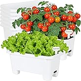 Oliz Self-Watering Rectangle Planter Boxes 8-Pack, 15.7-Inch Window Box Planter with Drainage Holes & Trays, Pots for Vegetab