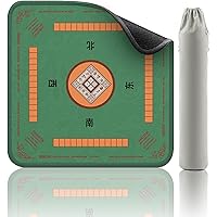 2F22E Mahjong Mat, Green, 32.4 * 32.4 Inch, Non-Slip, Noise Reduction, For 12+ Years, Perfect for Mahjong, Poker, Board Games