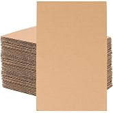 JAPCHET 100 Pack 9 x 6 Inch Brown Corrugated Cardboard Sheets, Flat Corrugated Cardboard Filler Insert Sheet Pads Squares Bulk, for Packing, Mailing, DIY Art Supplies, 2mm Thickness