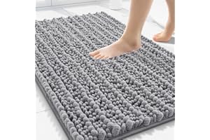 Smiry Bathroom Rugs Mat 30x20, Extra Soft Absorbent Chenille Bath Rugs, Non Slip Rubber Backing Machine Washable Quick Dry Bath Mats for Bathroom Floor, Tub, Shower, Home Decor Accessories, Grey