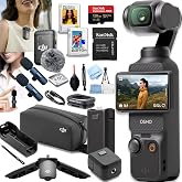 DJI Osmo Pocket 3 Creator Combo, Vlogging Cameras, 4K/120fps Vlog Camera, 3-Axis Stabilization, Face/Object Tracking, Mic Included + 128GB Memory, 2pc Mic, Software + More (Podcast Vlogging Bundle)