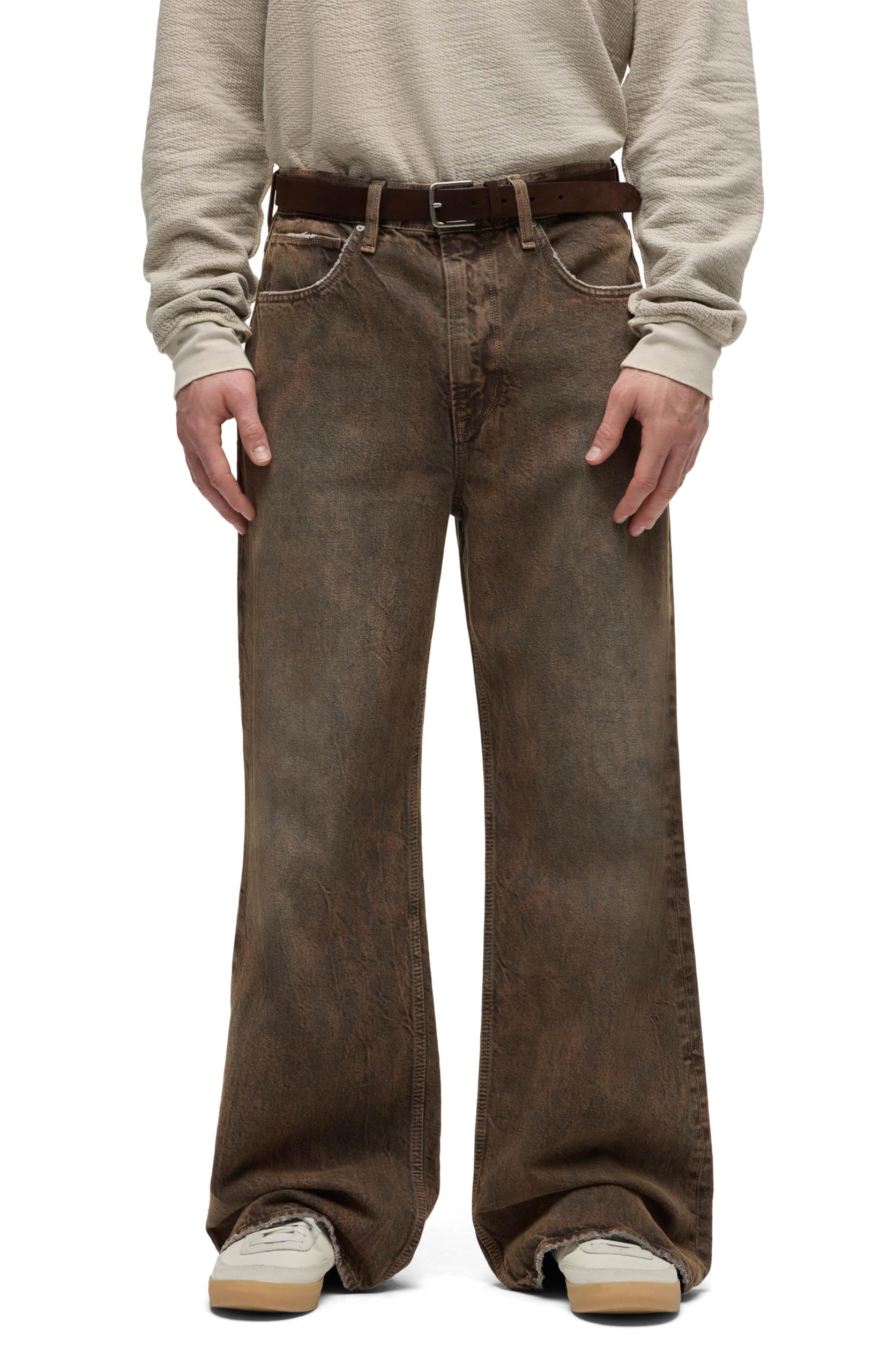 HUDSON Men’s Luca Loose Fit Wide Leg Denim Pant, Dark Earth