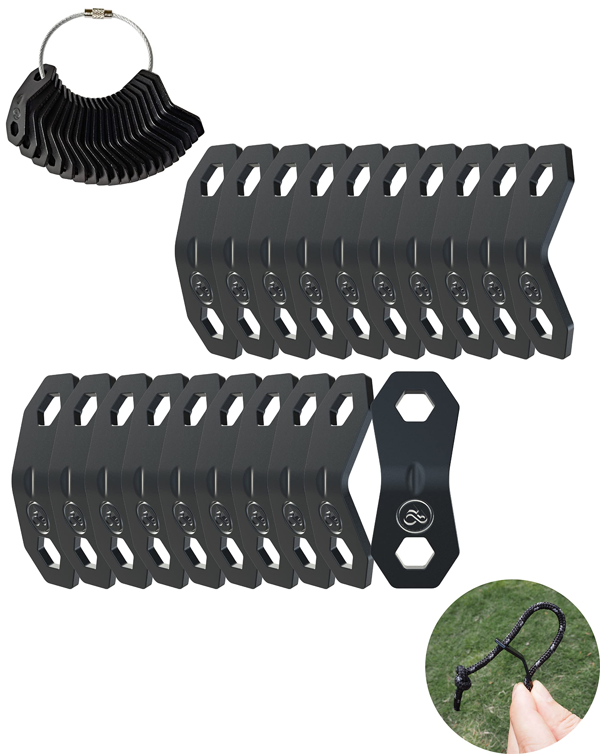 NACETURE Aluminum Alloy Big Rope Tensioner Camping Tent Guyline Cord Adjuster for Camping, Hiking, Backpacking Ultralight Tent Stakes Guy Lines Tensioner Tent Cord