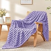 BEDELITE Lavender Throw Blanket Twin Size for Bed- Super Soft and Warm 3D Checkered Fluffy Fuzzy Fleece Blanket, Luxurious Plush Cozy Blanket for Room Decor Fall and Winter, 60x80 inches