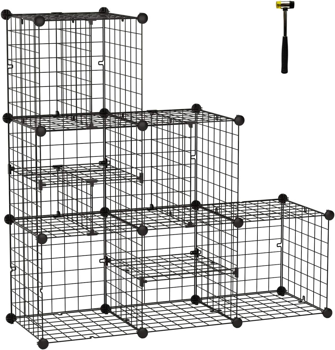 C&AHOME Metal Wire Cube Storage, Closet Organizer Cabinet, DIY Bookshelf, Large and Small Style Divider, Ideal Design for Closet, Bedroom, Living Room, Office Black ZLW306B