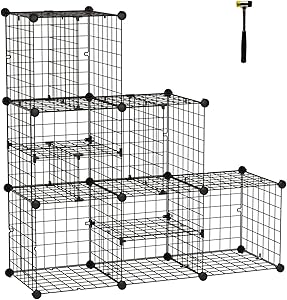 C&AHOME Metal Wire Cube Storage, Closet Organizer Cabinet, DIY Bookshelf, Large and Small Style Divider, Ideal Design for Closet, Bedroom, Living Room, Office Black ZLW306B