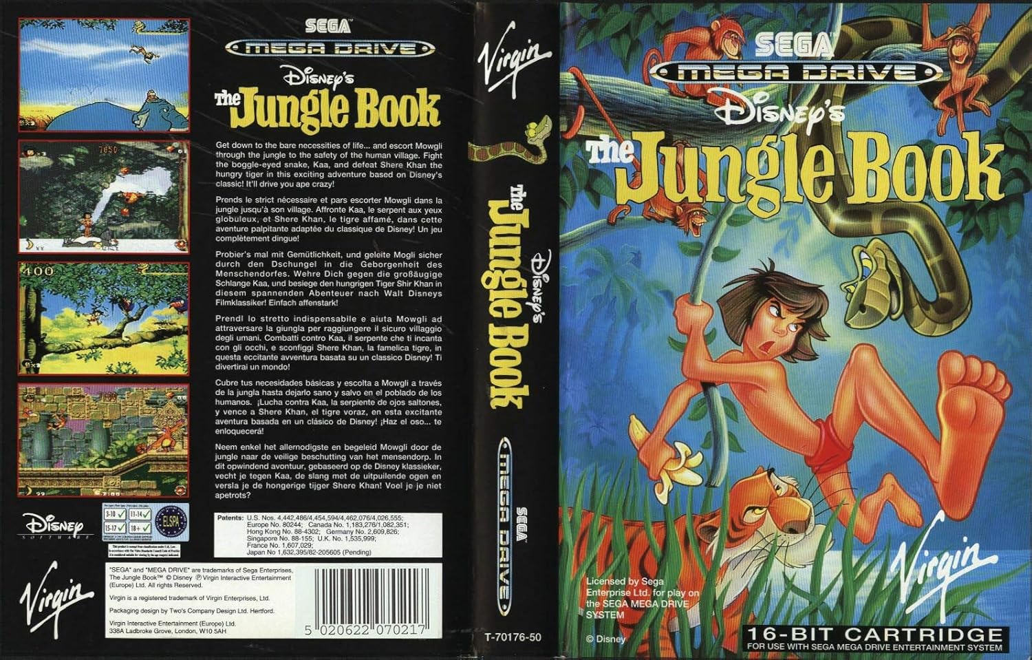 DISNEY'S THE JUNGLE Book Sega Mega Drive Video Game Complete Tested EUR